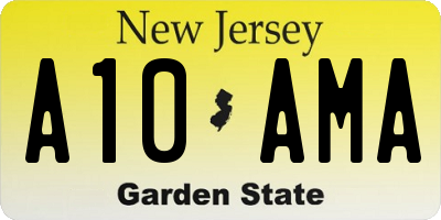 NJ license plate A10AMA