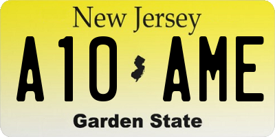 NJ license plate A10AME