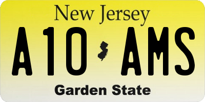 NJ license plate A10AMS