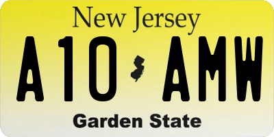 NJ license plate A10AMW