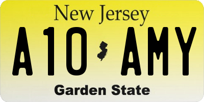 NJ license plate A10AMY