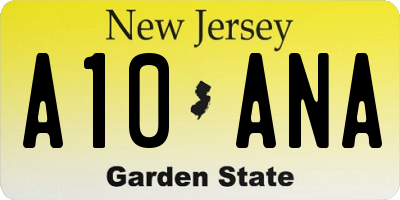 NJ license plate A10ANA