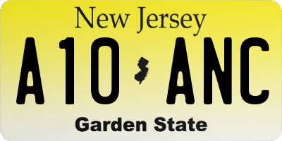 NJ license plate A10ANC