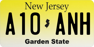 NJ license plate A10ANH