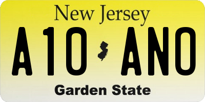 NJ license plate A10ANO