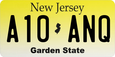 NJ license plate A10ANQ