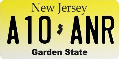 NJ license plate A10ANR