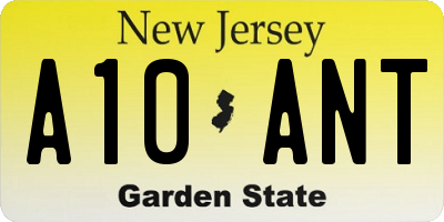 NJ license plate A10ANT