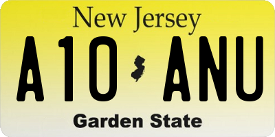 NJ license plate A10ANU