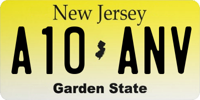 NJ license plate A10ANV