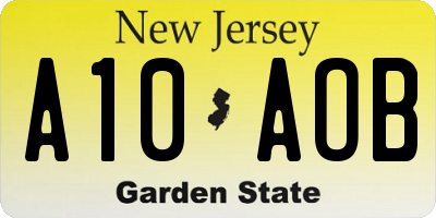 NJ license plate A10AOB