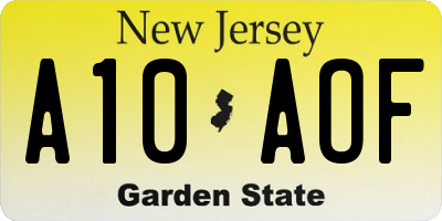 NJ license plate A10AOF