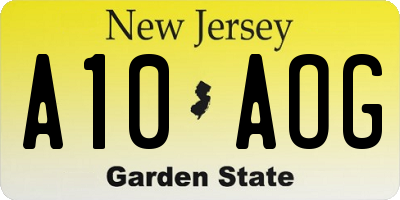 NJ license plate A10AOG