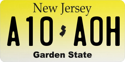 NJ license plate A10AOH