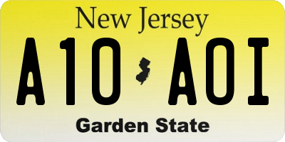 NJ license plate A10AOI