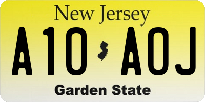 NJ license plate A10AOJ