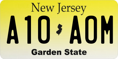 NJ license plate A10AOM