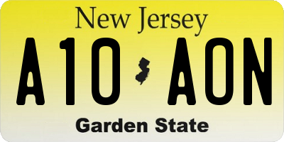 NJ license plate A10AON