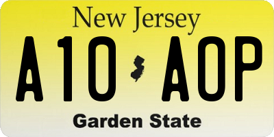 NJ license plate A10AOP