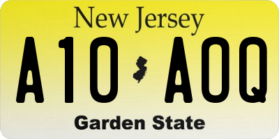 NJ license plate A10AOQ