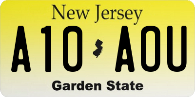 NJ license plate A10AOU