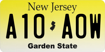 NJ license plate A10AOW