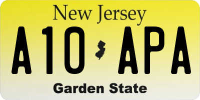 NJ license plate A10APA