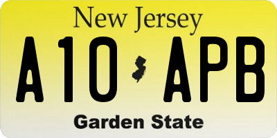 NJ license plate A10APB