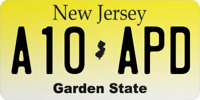 NJ license plate A10APD