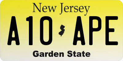 NJ license plate A10APE