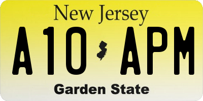 NJ license plate A10APM