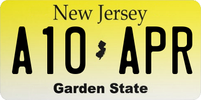 NJ license plate A10APR