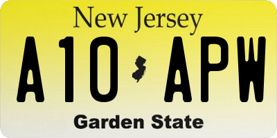 NJ license plate A10APW