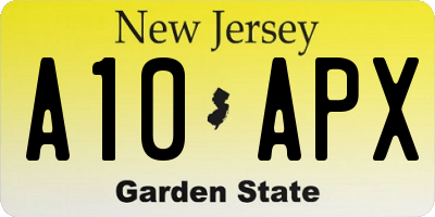 NJ license plate A10APX