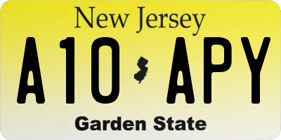 NJ license plate A10APY