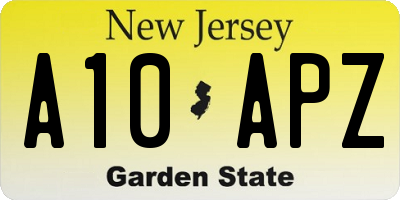 NJ license plate A10APZ