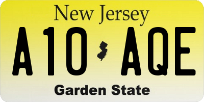 NJ license plate A10AQE