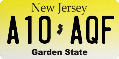 NJ license plate A10AQF