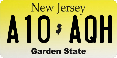 NJ license plate A10AQH