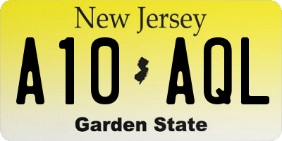 NJ license plate A10AQL