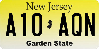 NJ license plate A10AQN