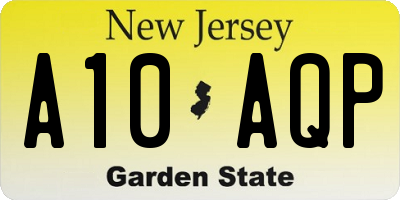 NJ license plate A10AQP