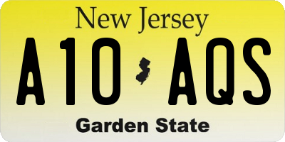 NJ license plate A10AQS