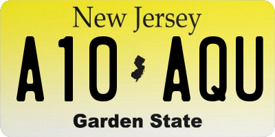 NJ license plate A10AQU