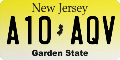 NJ license plate A10AQV