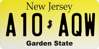 NJ license plate A10AQW