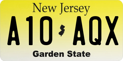NJ license plate A10AQX
