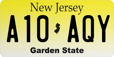 NJ license plate A10AQY