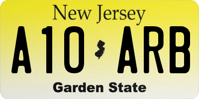 NJ license plate A10ARB