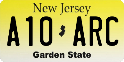 NJ license plate A10ARC